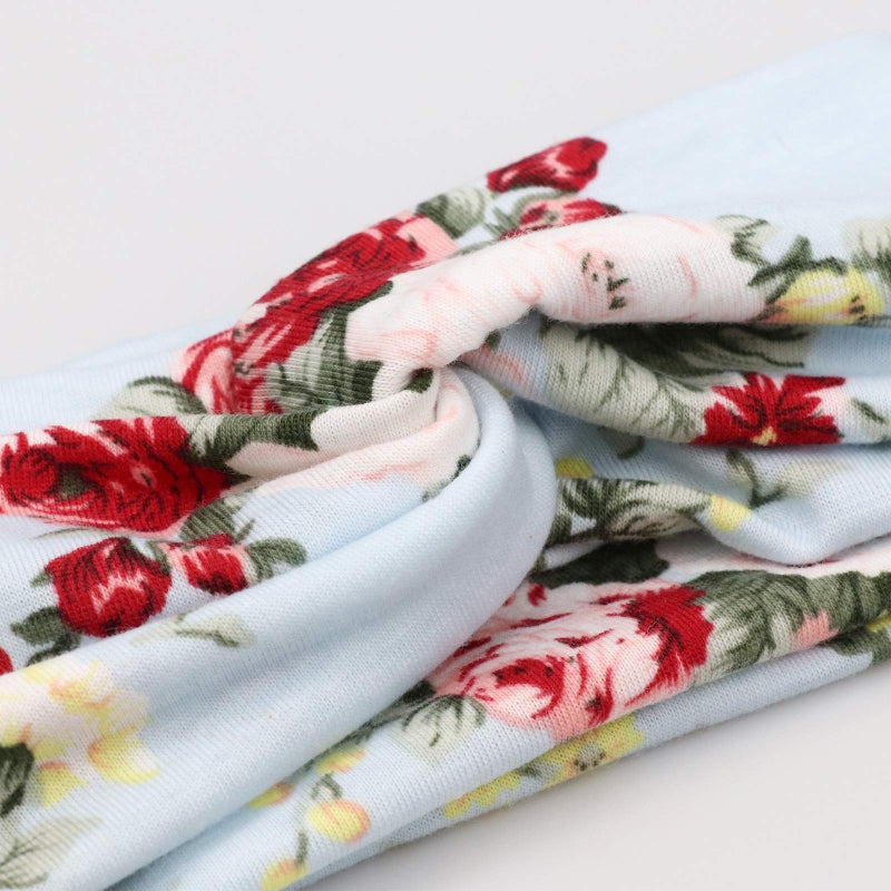 DRESHOW 6 Pack Boho Cotton Non-Slip Headbands for Women Girls Yoga Workout Running Knotted Turban Floral Elastic Head Wrap - Image 4