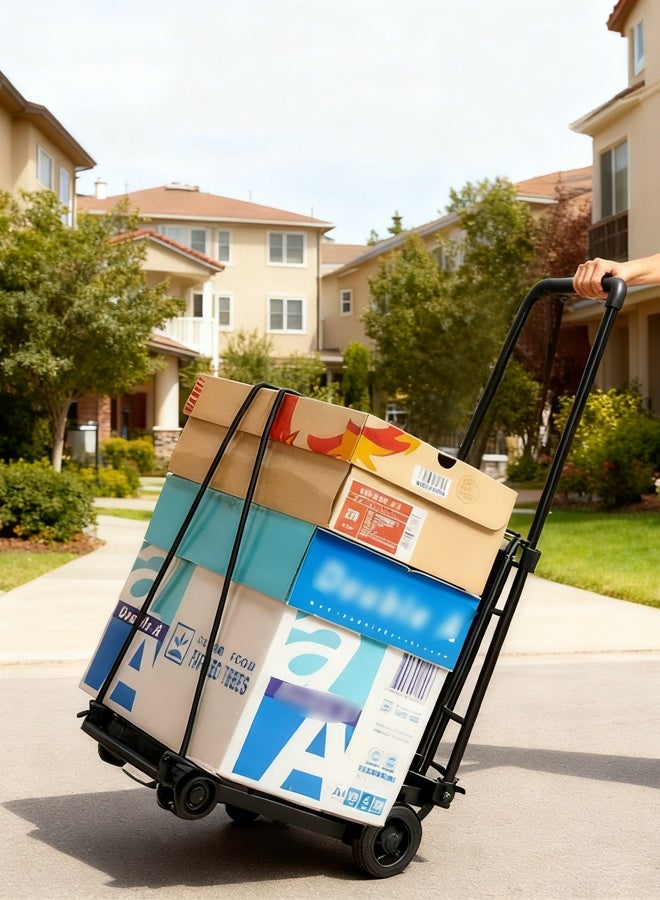 فورثكان عربة نقل قابلة للطي بعجلتين، عربة يدوية خفيفة مع مقبض قابل للتمديد، مناسبة للحقائب والصناديق وأكياس التسوق - Image 5