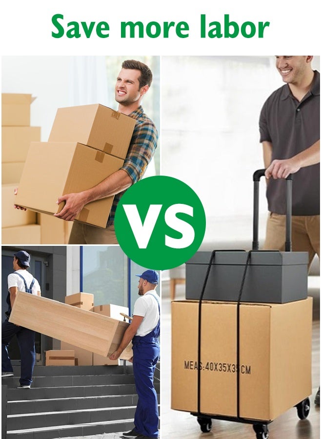 فورثكان عربة نقل قابلة للطي بعجلتين، عربة يدوية خفيفة مع مقبض قابل للتمديد، مناسبة للحقائب والصناديق وأكياس التسوق - Image 3