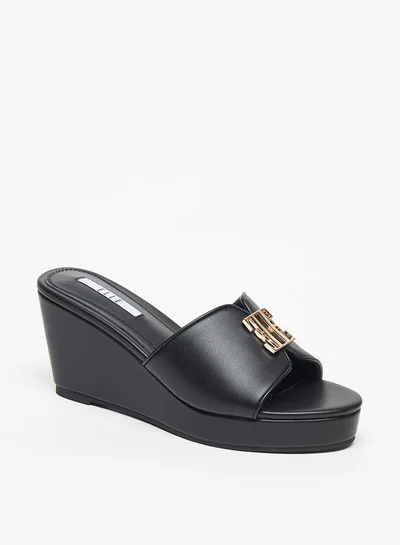 ايل Women's Logo Accent Slip-On Sandals with Wedge Heels