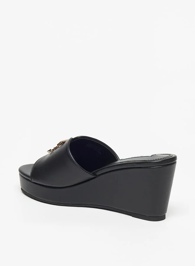 ايل Women's Logo Accent Slip-On Sandals with Wedge Heels