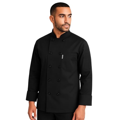 uniformer Full Sleeves Chef Coat for Men | Double-Breasted Chef Coat With Reversible Closure | Comfortable & Stylish | Easy Care & Breathable | Ideal for Chefs, Cooks, and Kitchen Staff (Black_XL) - Image 4