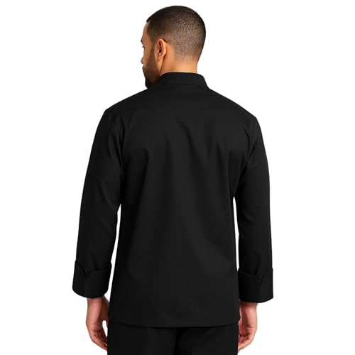 uniformer Full Sleeves Chef Coat for Men | Double-Breasted Chef Coat With Reversible Closure | Comfortable & Stylish | Easy Care & Breathable | Ideal for Chefs, Cooks, and Kitchen Staff (Black_XL) - Image 3