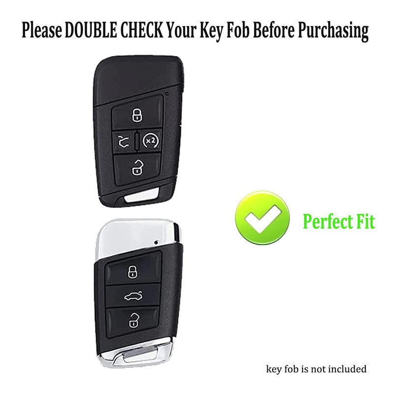 AYGUCEKE TPU Protective Key Fob Cover Case Compatible with VW Volkswagen Atlas Tiguan Taos Passat Jetta Beetle Golf MK6 Polo Smart Key Fob (Black) - Image 2