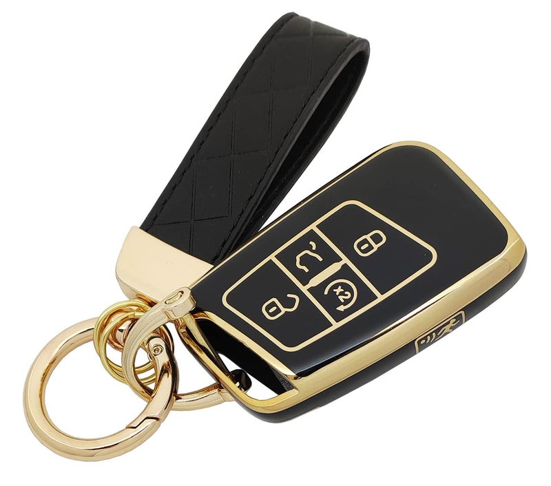 AYGUCEKE TPU Protective Key Fob Cover Case Compatible with VW Volkswagen Atlas Tiguan Taos Passat Jetta Beetle Golf MK6 Polo Smart Key Fob (Black) - Image 1