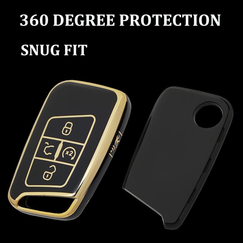 AYGUCEKE TPU Protective Key Fob Cover Case Compatible with VW Volkswagen Atlas Tiguan Taos Passat Jetta Beetle Golf MK6 Polo Smart Key Fob (Black) - Image 3