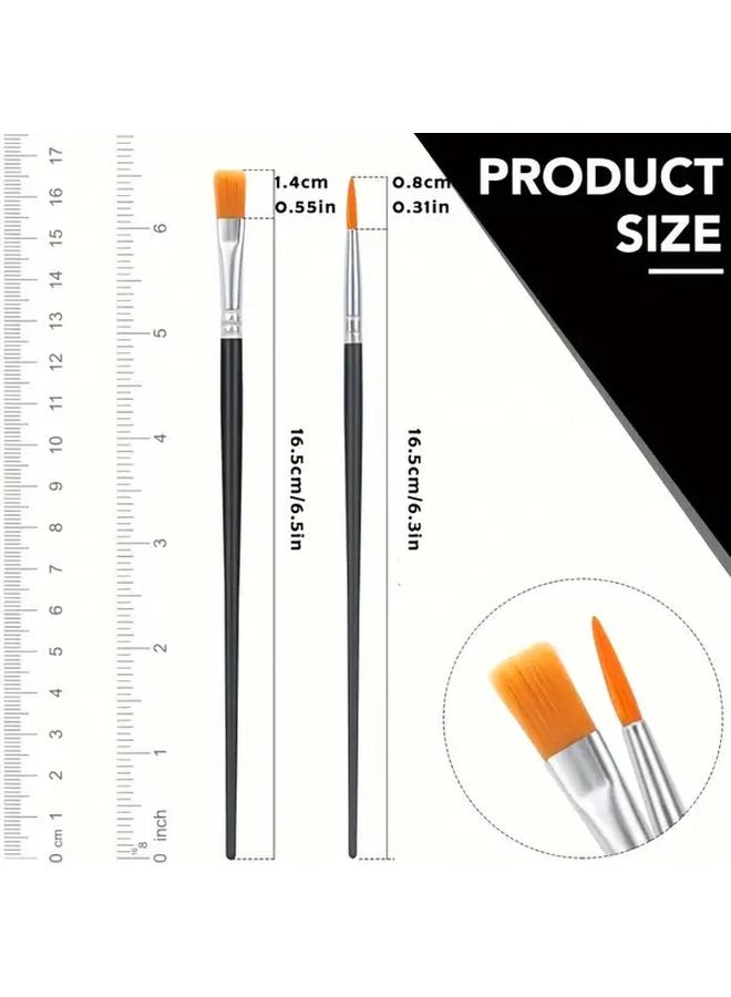 20pcs Black Nylon Hair Brushes With Flat And Round Tips For Oil Watercolor Acrylic Painting - Image 3
