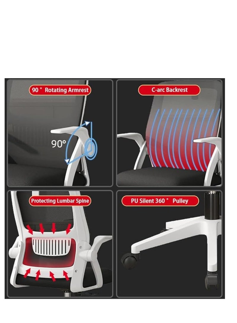 بينغ جنرال كرسي مكتبي ، كرسي مكتب تنفس شبكة كرسي مكتب أسود / أبيض - Image 2