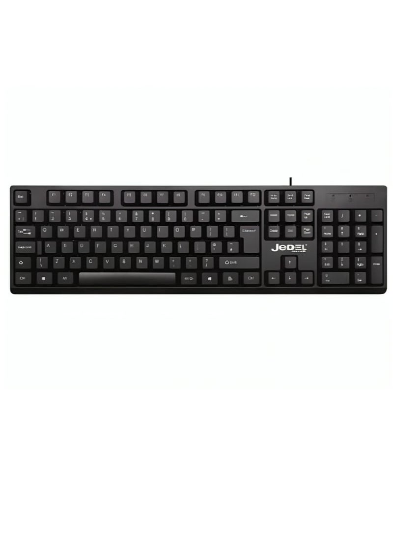 JeDEL USB Wired Keyboard Black - Image 1