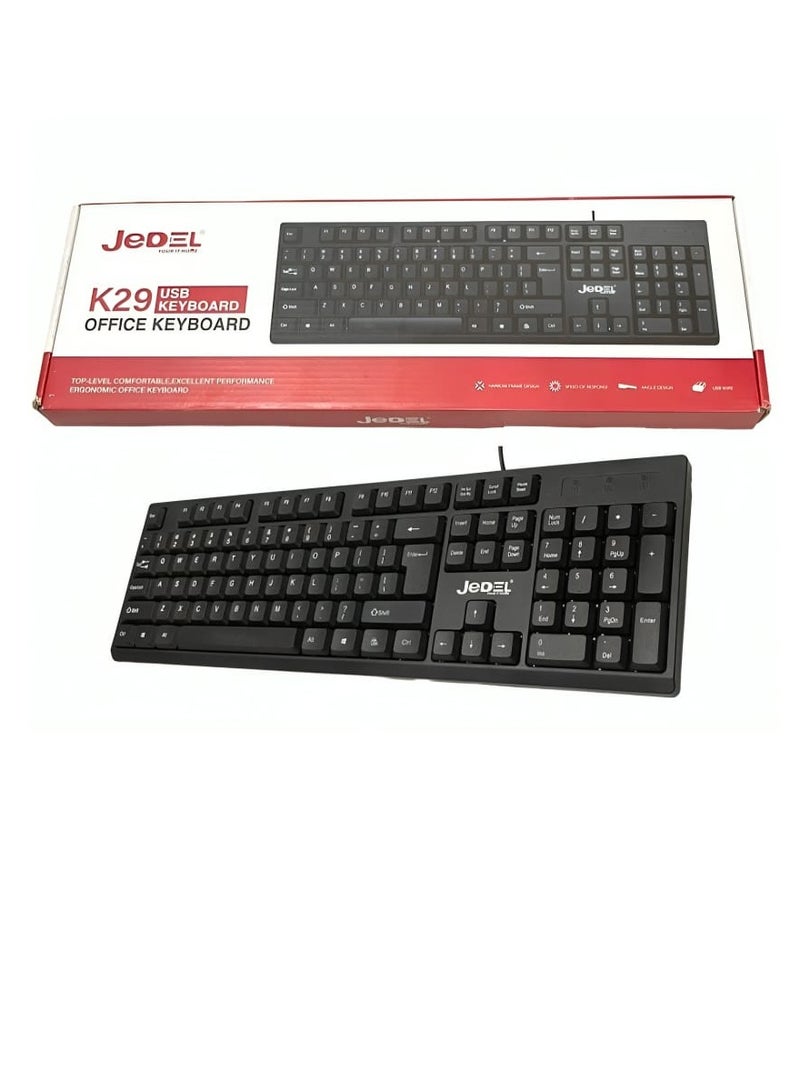 JeDEL USB Wired Keyboard Black - Image 2