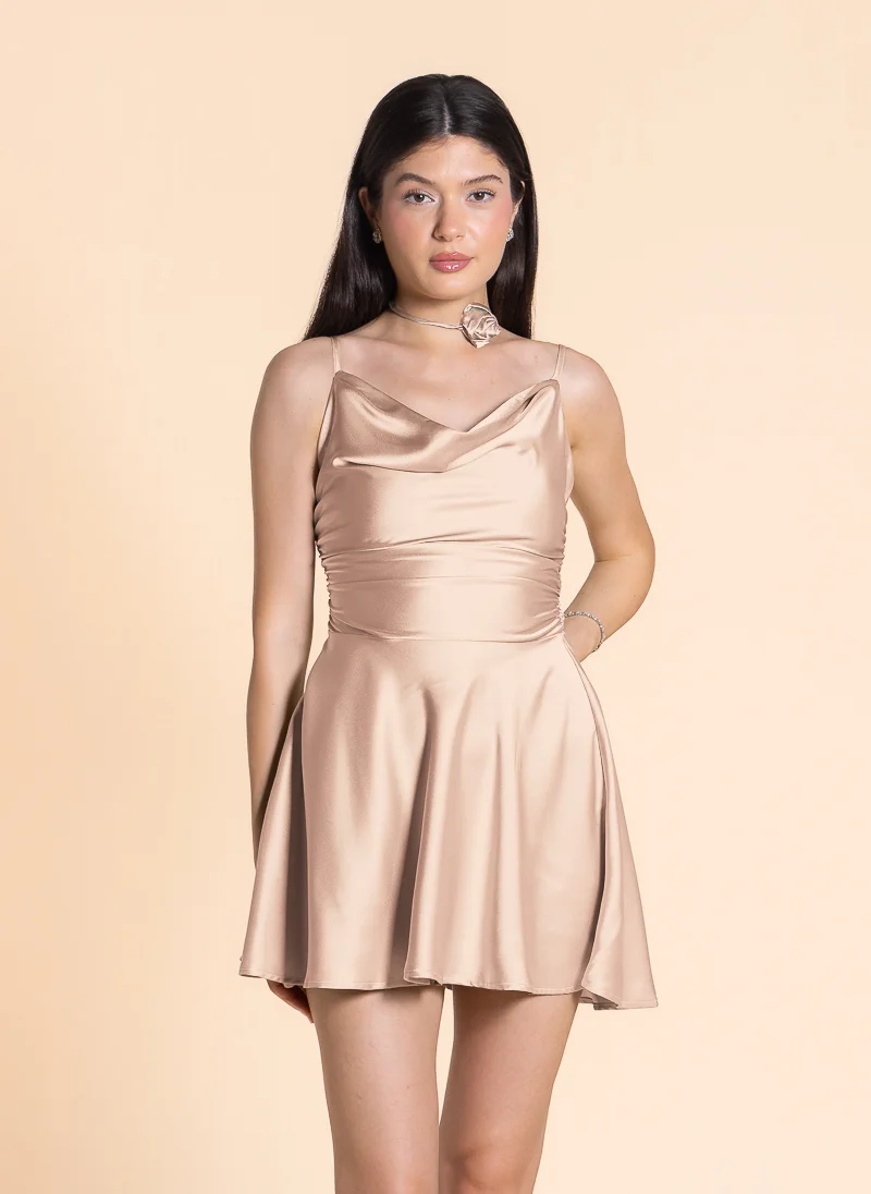 شايبس DETAILED SHORT SATIN DRESS
