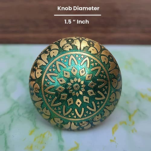 BnoSpace Green Brass Knobs for Cabinet Drawer, Wardrobes & Kitchen Cupboards Pack of 4 - Image 3