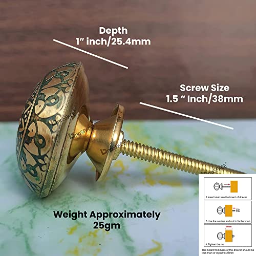 BnoSpace Green Brass Knobs for Cabinet Drawer, Wardrobes & Kitchen Cupboards Pack of 4 - Image 4