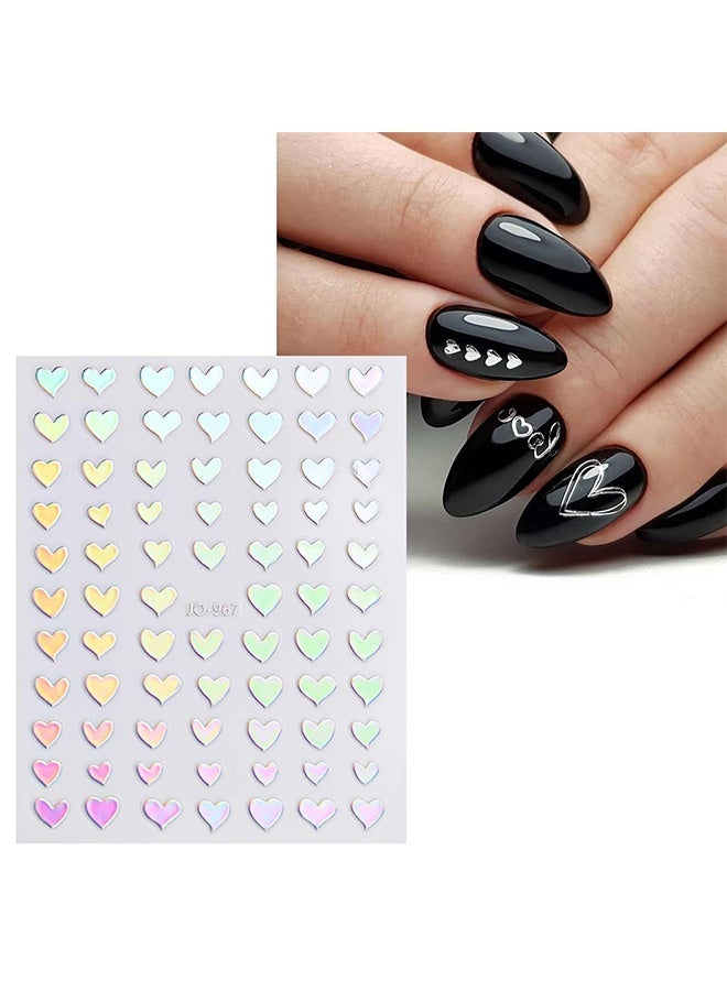 ١٢ ورقة من ملصقات أظافر أورورا ذاتية اللصق، ملصقات أظافر لامعة ثلاثية الأبعاد على شكل نجمة وقلب، لوازم تزيين الأظافر، تصميمات فنية للأظافر، إكسسوارات تزيين. - Image 3