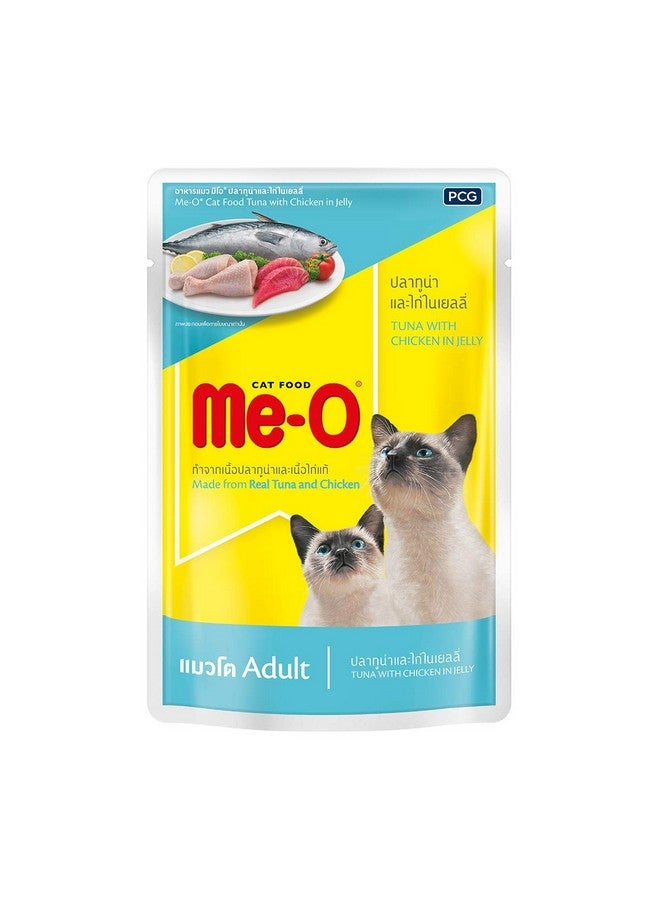 Me-O Me-O Pouch Wet Cat Food Tuna Chicken in Jelly 80 G - Adult Pack of 6 - Image 1