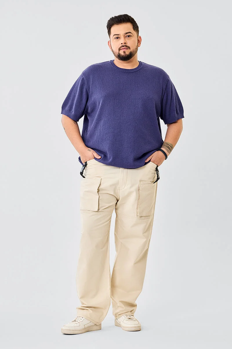 SNITCH Textured Flat Knit Plus Size T-Shirt