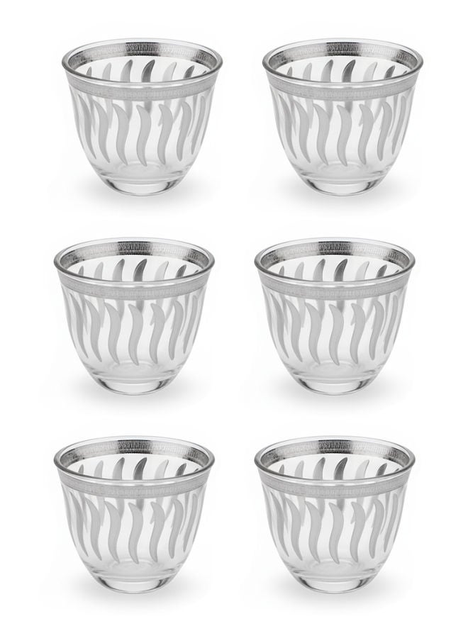 Dove 6-Piece Glass Cawa Cup Set Clear/Silver 70ML - Image 1