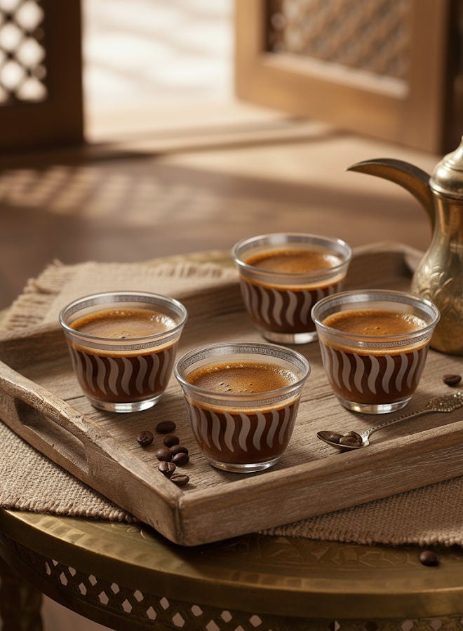 Dove 6-Piece Glass Cawa Cup Set Clear/Silver 70ML - Image 2