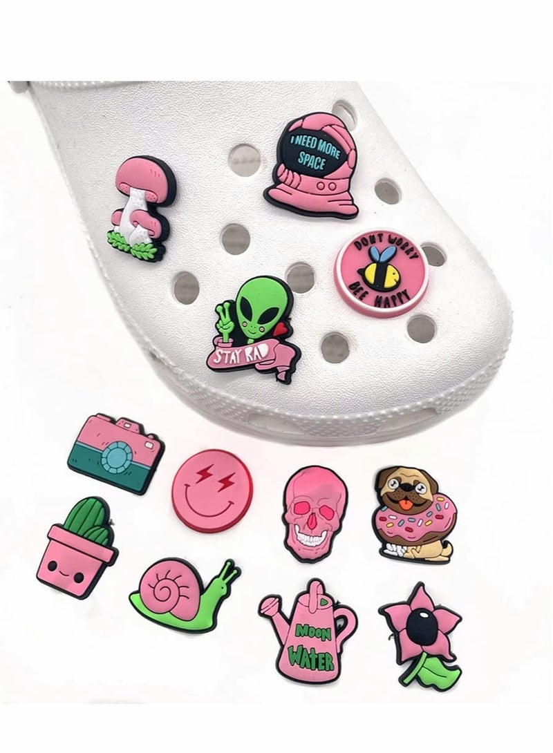 Excefore Croc Charms Jibbitz, Cute Shoe Charms Soft PVC Cartoon Croc Charms Fit for Clog Sandal Bracelet Wristband Trendy Croc Charms Designer Adult Teen Girls Women Party Favor Birthday Gifts 12 PCS Pink - Image 4