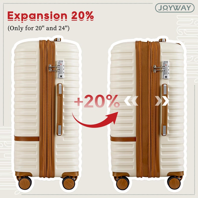 Joyway Expandable Carry on Luggage Sets Airline Approved, Lightweight Hard Shell 20 Inch Carry-on Suitcase with Spinner Wheels - Image 2