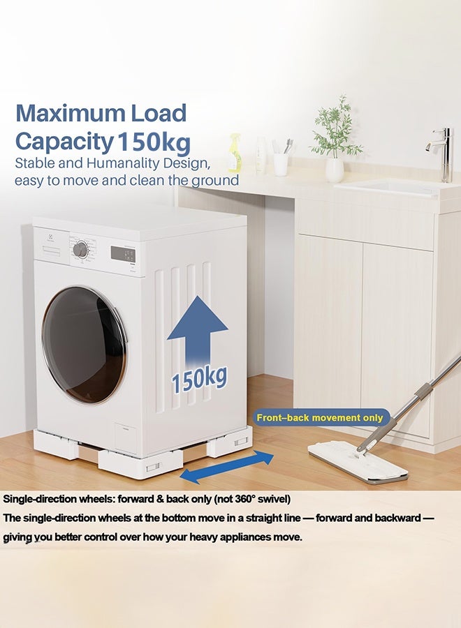 والالا حامل أسطواني قابل للتعديل للأجهزة الثقيلة مزود بـ 16 عجلة قفل صامتة وقاعدة متحركة مضادة للاهتزاز للغسالة والمجفف والثلاجة الصغيرة - Image 4