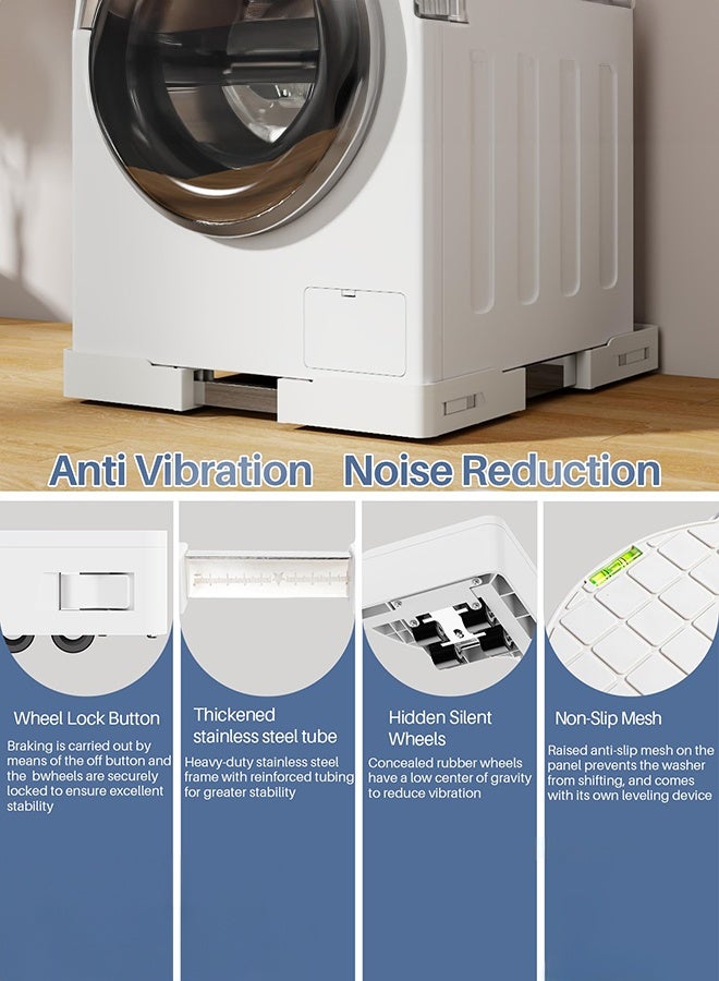 والالا حامل أسطواني قابل للتعديل للأجهزة الثقيلة مزود بـ 16 عجلة قفل صامتة وقاعدة متحركة مضادة للاهتزاز للغسالة والمجفف والثلاجة الصغيرة - Image 5