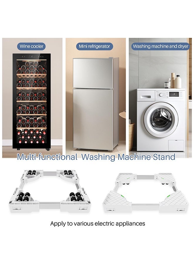 والالا حامل أسطواني قابل للتعديل للأجهزة الثقيلة مزود بـ 16 عجلة قفل صامتة وقاعدة متحركة مضادة للاهتزاز للغسالة والمجفف والثلاجة الصغيرة - Image 2