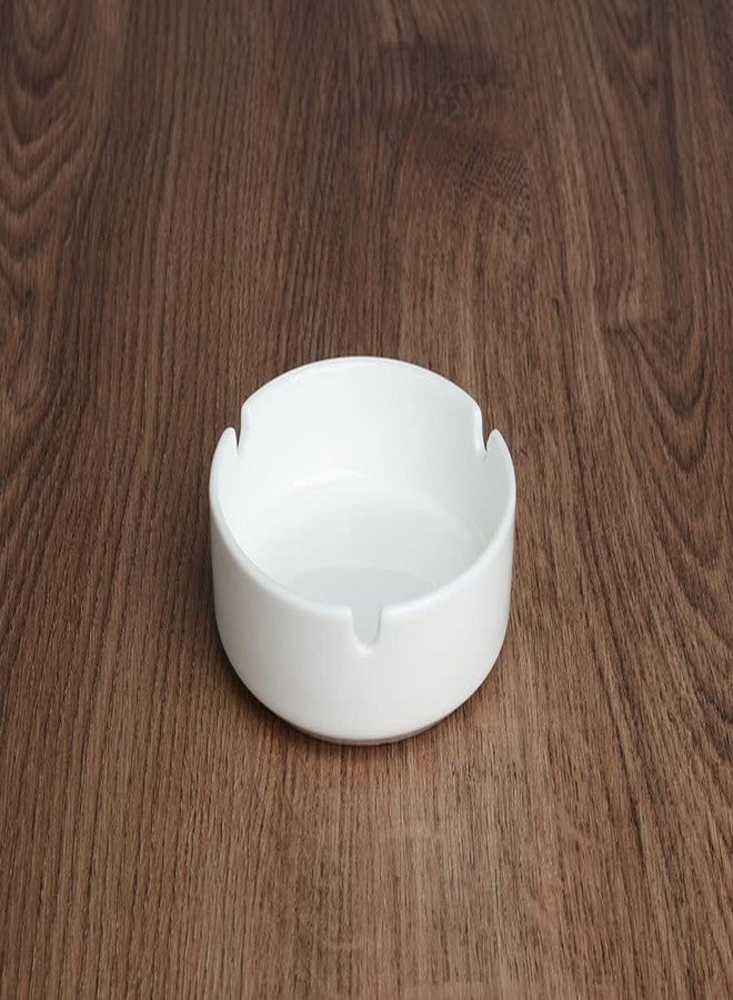 123Arts White Ceramic Ashtrays, Cigarettes Ashtrays Set, Set of 2 - Image 3