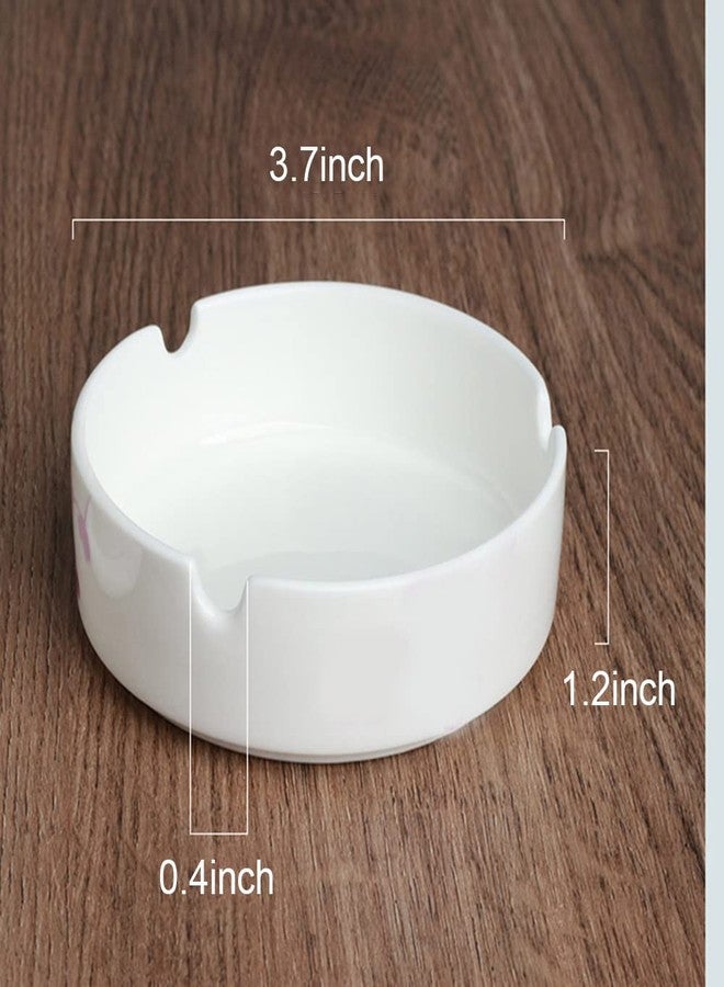 123Arts White Ceramic Ashtrays, Cigarettes Ashtrays Set, Set of 2 - Image 2