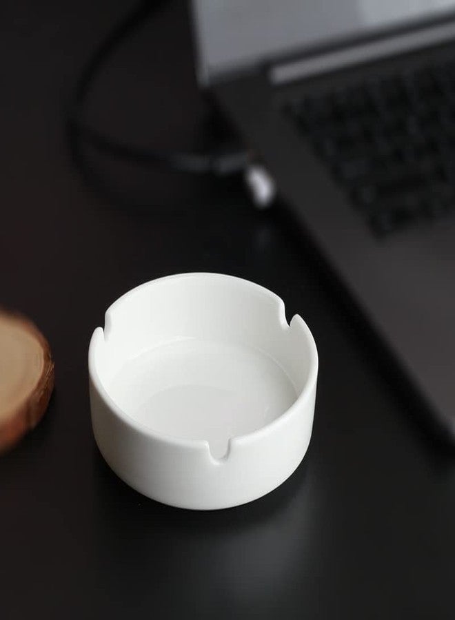 123Arts White Ceramic Ashtrays, Cigarettes Ashtrays Set, Set of 2 - Image 4