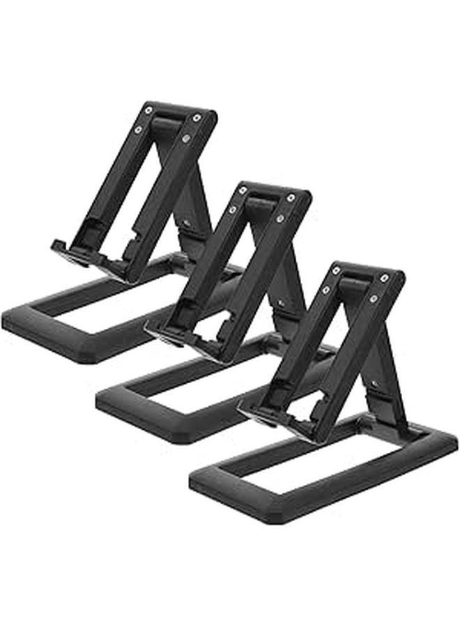 Foldable Adjustable Phone Stand Holder Black 3 Pack For Desktop Office Home Travel - Image 1