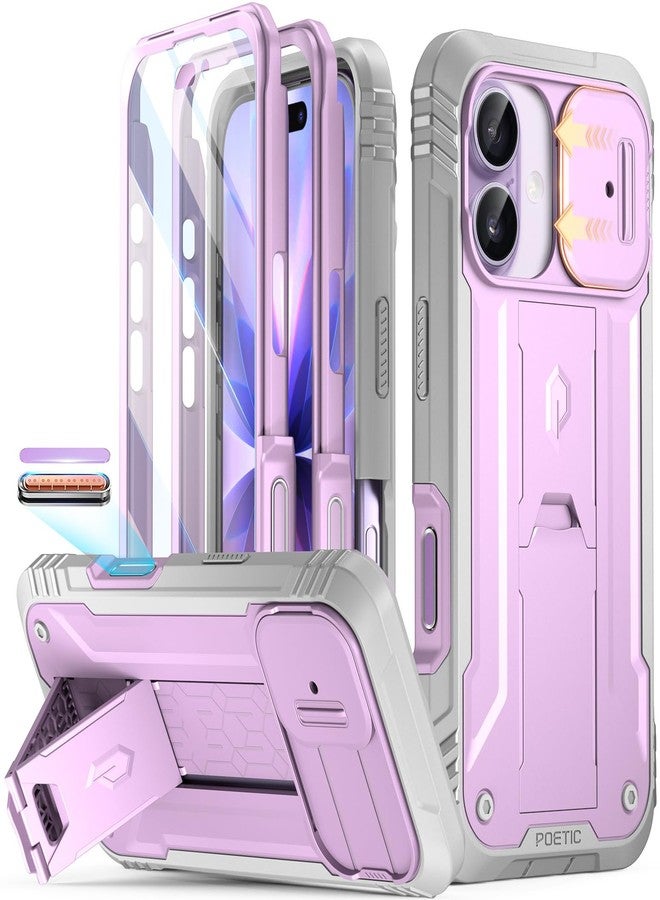 Poetic for iPhone 17 Case with Camera Control Capture Button, [Slide Camera Cover] [Built-in Stand] [Built-in Screen Protector] Full-Body Military Grade Rugged Phone Case for iPhone 17, Purple - Image 1