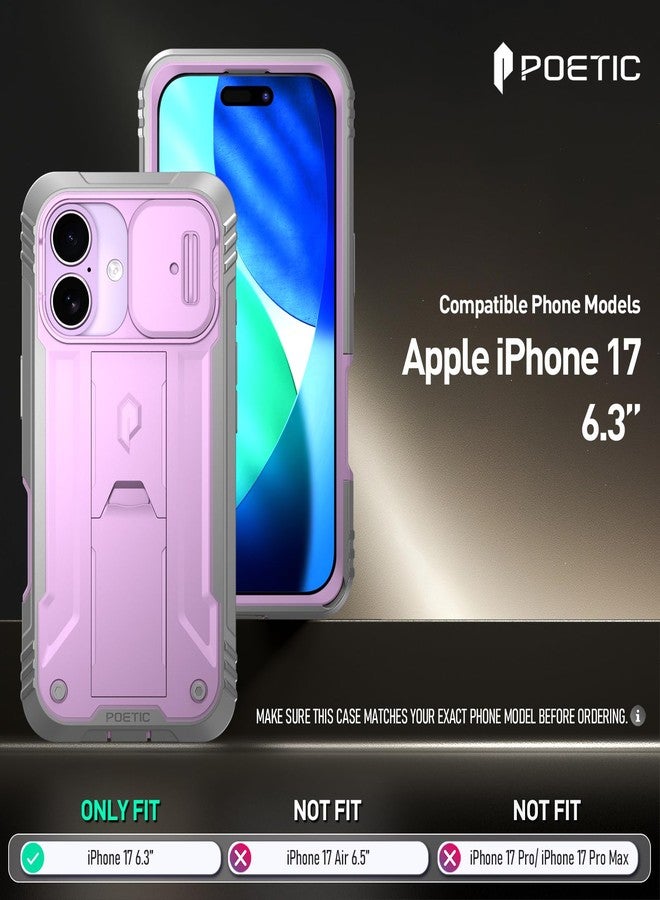 Poetic for iPhone 17 Case with Camera Control Capture Button, [Slide Camera Cover] [Built-in Stand] [Built-in Screen Protector] Full-Body Military Grade Rugged Phone Case for iPhone 17, Purple - Image 2