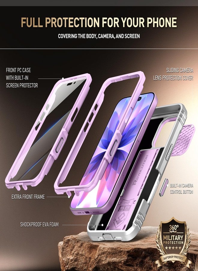 Poetic for iPhone 17 Case with Camera Control Capture Button, [Slide Camera Cover] [Built-in Stand] [Built-in Screen Protector] Full-Body Military Grade Rugged Phone Case for iPhone 17, Purple - Image 3