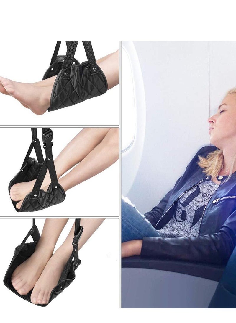 Barakah Airplane Foot Hammock, Perfect or Office Rest to Relax Your Feet, Portable Travel Footrest Flight Carry Accessories Desk Comfy Hanger Airplane, Black - Image 4