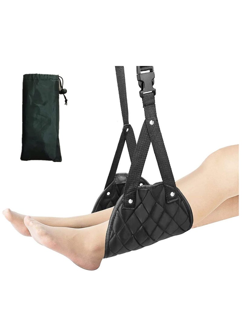 Barakah Airplane Foot Hammock, Perfect or Office Rest to Relax Your Feet, Portable Travel Footrest Flight Carry Accessories Desk Comfy Hanger Airplane, Black - Image 1