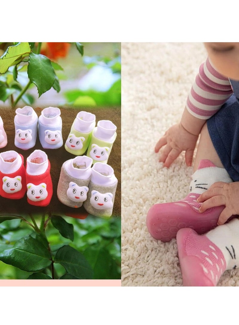 زوج جوارب بيبي مميز ومصمم بعناية للأطفال بألوان متعددة ألوان متعددة نابضة بالحيوية - Image 4