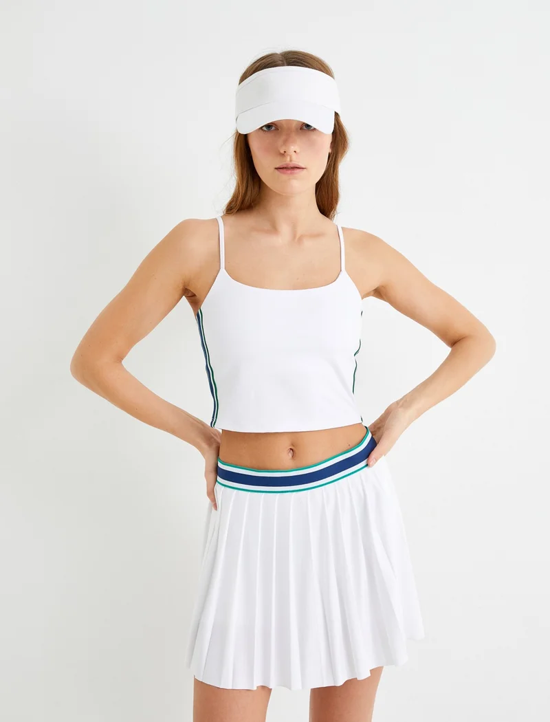 KOTON Strappy Short Sports Tank Top with Side Stripes Slim Fit