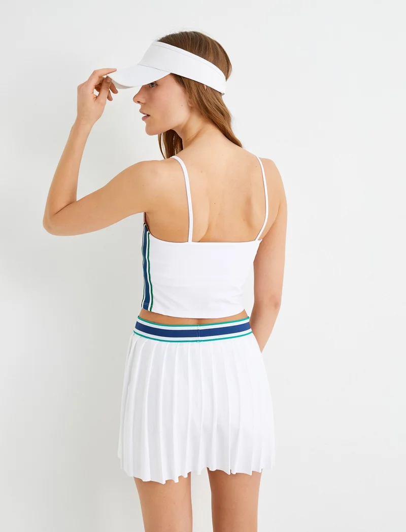 KOTON Strappy Short Sports Tank Top with Side Stripes Slim Fit