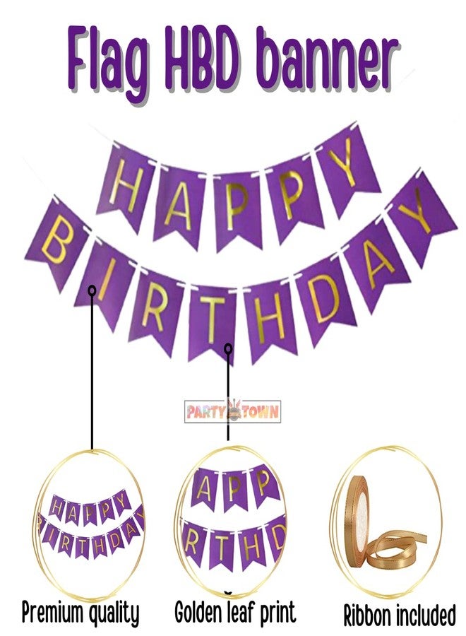 Party Town مجموعة زينة عيد ميلاد رائعة من Party Town™، تتضمن بالونات باللون البنفسجي والأبيض والذهبي، مثالية للأولاد والبنات - مثالية للاحتفالات والحفلات التي لا تُنسى! (بتصميم البنفسجي والأبيض والذهبي) - Image 4