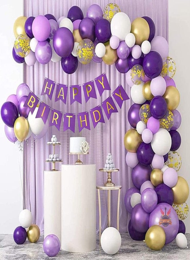 Party Town مجموعة زينة عيد ميلاد رائعة من Party Town™، تتضمن بالونات باللون البنفسجي والأبيض والذهبي، مثالية للأولاد والبنات - مثالية للاحتفالات والحفلات التي لا تُنسى! (بتصميم البنفسجي والأبيض والذهبي) - Image 1