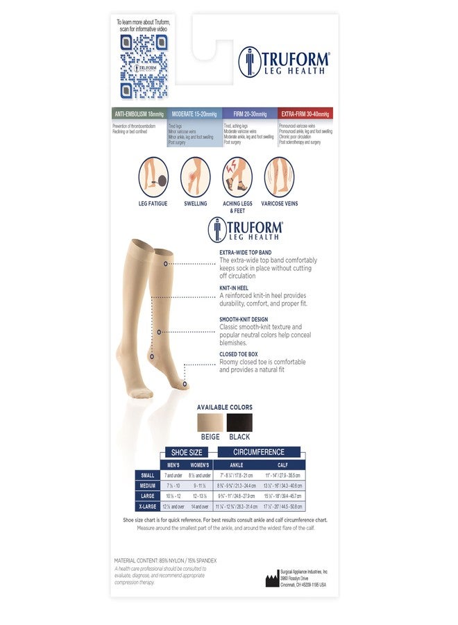 Truform 15-20 mmHg Compression Stockings for Men and Women, Knee High Length, Closed Toe, Beige, Medium, 2 Count - Image 4