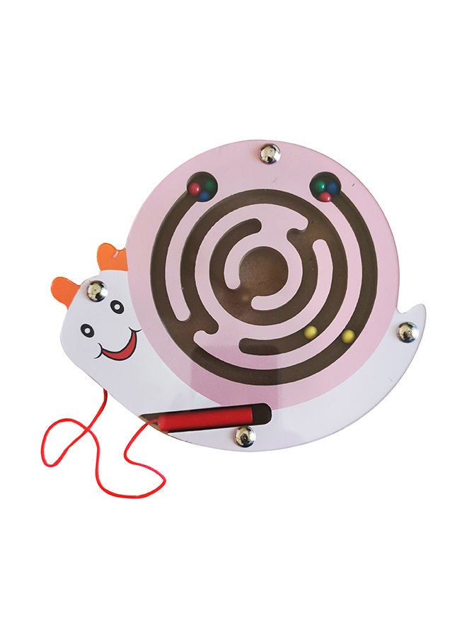 NIBEMINENT Snail Wooden Magnetic Maze Transport Pen Beads Brain Teasers 15cm  - Image 1