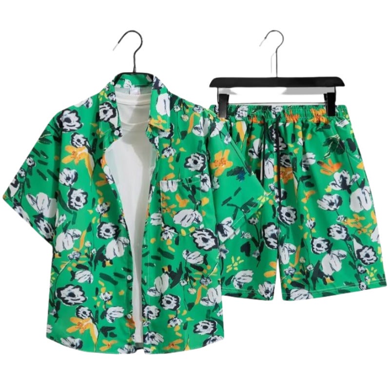 2025 Fashion Men'S Summer Short-Sleeved T-Shirt Basketball Jersey Casual Trendy Shorts Two-Piece Set Korean Style Trendy - Image 1