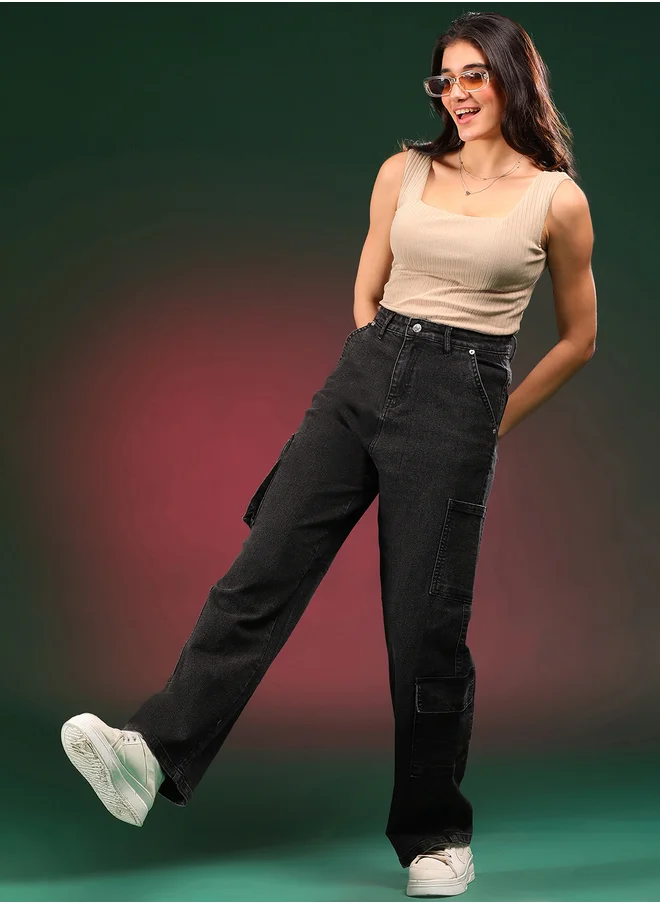 كوتي High Rise Straight Leg Cargo Jeans