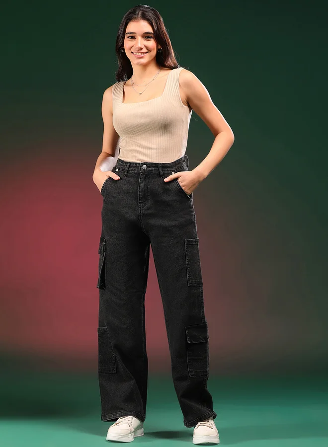 Kotty High Rise Straight Leg Cargo Jeans