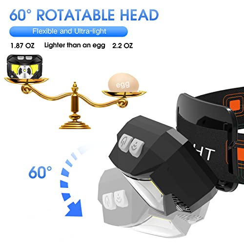 LHKNL Headlamp Flashlight,4-Pack Lumen Ultra Bright LED Rechargeable Headlight with White Red Light,Waterproof Motion Sensor Head Lamp,8 Mode for Outdoor Camping Running Cycling Fishing - Image 5