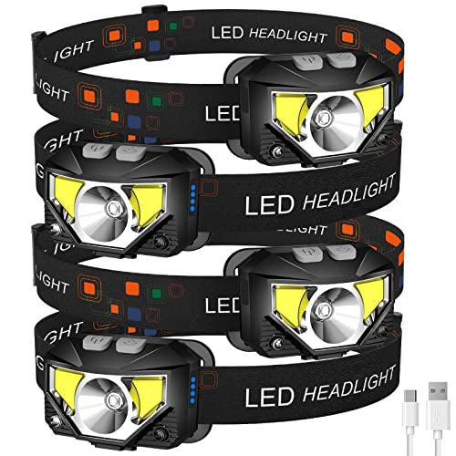 LHKNL Headlamp Flashlight,4-Pack Lumen Ultra Bright LED Rechargeable Headlight with White Red Light,Waterproof Motion Sensor Head Lamp,8 Mode for Outdoor Camping Running Cycling Fishing - Image 1