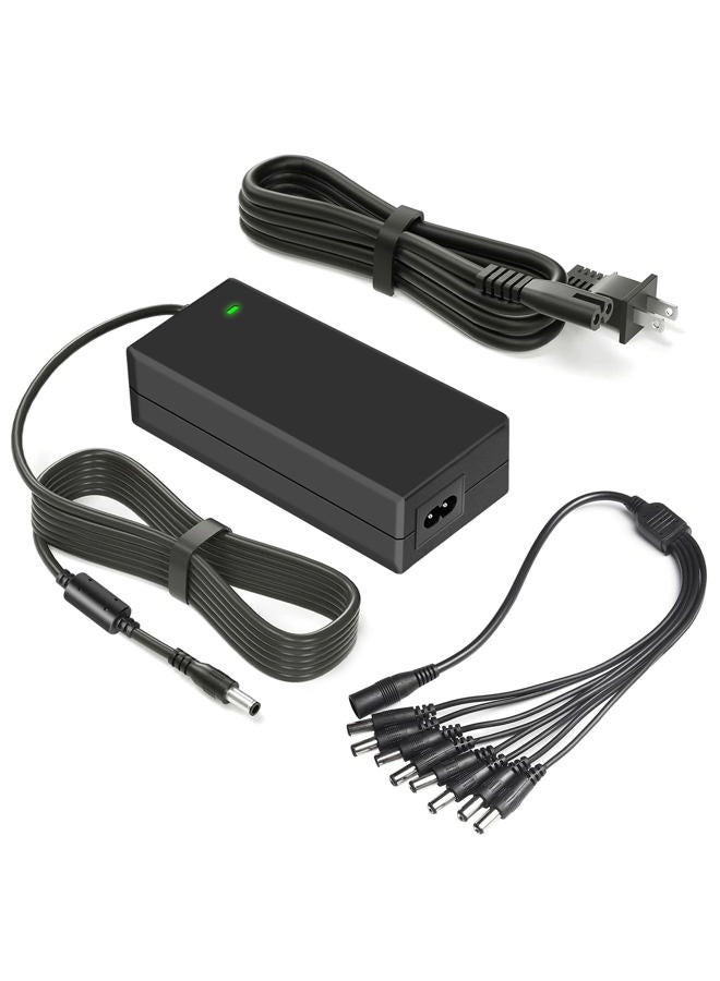 Mareisa 12V 5A Security Camera Power Supply Adapter,with 8-Way CCTV Camera Power Splitter Cable - LED Driver Lighting Transformer DC Converter,for Lorex, Samsung, Q-See, Night Owl, Swann, Annke and Cameras - Image 1