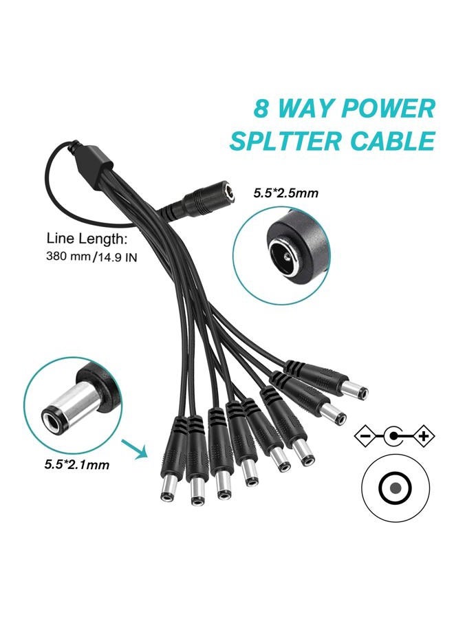 Mareisa 12V 5A Security Camera Power Supply Adapter,with 8-Way CCTV Camera Power Splitter Cable - LED Driver Lighting Transformer DC Converter,for Lorex, Samsung, Q-See, Night Owl, Swann, Annke and Cameras - Image 2